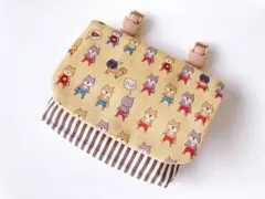 移動ポケット　ポケットティッシュケース付　ハンカチ入れ【柴犬レスラーイエロー】