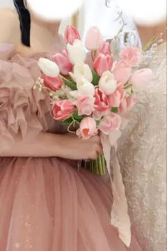 ウェディングブーケ　アーティフィシャルフラワー　チューリップ　韓国　ピンク