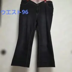 デニムパンツブラックレディース ステッチ大きいサイズのサムネイル