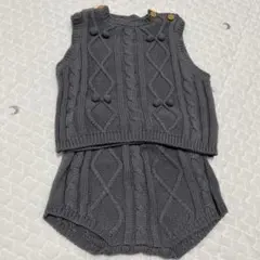 グレーセーター ケーブル編み ノースリーブセットアップ