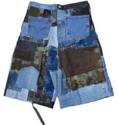 パッチワークのワイドパンツ/デニム/ズボン／ミリタリー