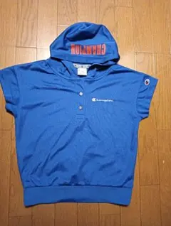 Champion フード付きシャツ S 青