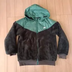 150 男の子 フリース Nike フード付きジャケット 緑/黒 リバーシブル
