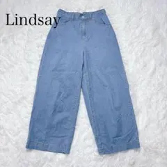Lindsay リンジイ　デニム ワイドパンツ　Mキッズ　ライトブルーナルミヤ