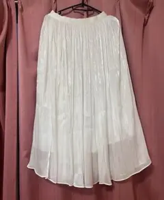 プリーツ&フレアスカート　ホワイト　フリーサイズ　早い者勝ち　可愛い