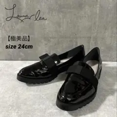 極美品Launa leaレイン対応リボンレインフラットローファー　24cm