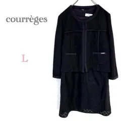 ▼クレージュ【L】フォーマルセットアップ ワンピース ノーカラージャケット