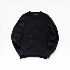 激レア極上！90s J.CREW リネン コットンニット 黒 柄 巨人タグ M