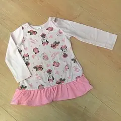 【90cm】ミニーちゃん ロンT ディズニー トップス ピンク ヒラヒラ