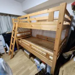 （引き取り限定）木製二段ベッド はしご付き