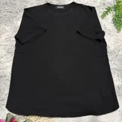 ナノユニバース ワッフルTシャツ クルーネック ブラック L コットン混のサムネイル