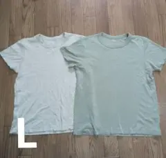 UNIQLO　U　半袖Tシャツ 2枚セット ナチュラル　グリーン L