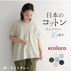 ecoloco 日本のコットン ポケットTシャツ ライトグレー　Ｌ〜LLサイズのサムネイル