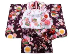 【新品】七五三 3歳女の子 総柄 着物 7点セット 被布コートセット　26のサムネイル