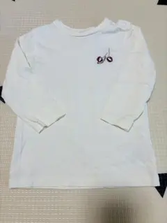 Bonpoint チェリー刺繍 ホワイト七分袖Tシャツ 2A