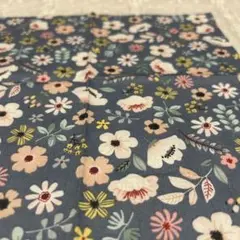 9ネイビー 花柄 綿生地　25✖️25