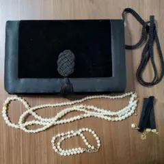 【シックデザイン】ベロアバッグ、チョーカー、ネックレス、ブレスレットの4点セット