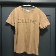 CELINE Tシャツ ロゴ エンボス ベージュ