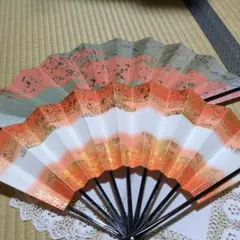 舞扇子 オレンジと白のグラデーション　2点セット