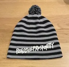 old stussy ステューシー　ニット帽　ボーダー　ビーニー　黒　グレー