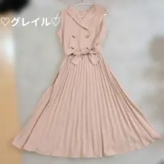 専用グレイル♡トレンチ風ワンピース　プリーツ　ワンピース　リボン付き