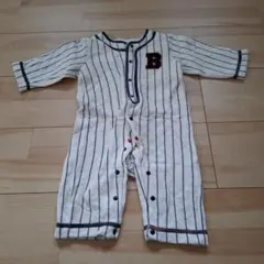 ストライプ柄ロンパース B刺繍付き