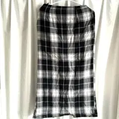 ショコラフィネローブ　ブラック系チェック柄　　ロングスカート F