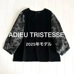 美品 オーディアミューズ 付け襟付プルオーバー 花柄モチーフ ブラック 