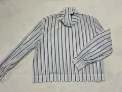 ZARA WOMAN ホワイト・ブラックストライプ 長袖シャツ L