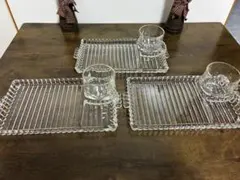 アメリカ　アンティーク　食器　ガラス スナックセット 3客のサムネイル