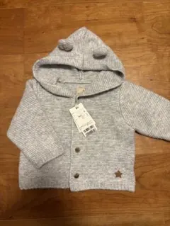 プティマイン　フード付きグレーニットアウター