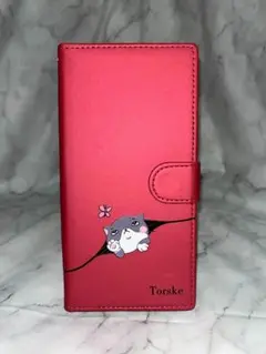 Xiaomi Redmi 12C ケース レッド 猫 手帳型 カード収納 紅米