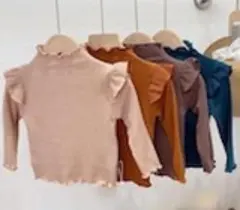 ★新品未使用★匿名配送★100-120★フリル付きハイネック長袖カットソー