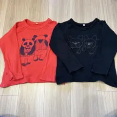 JIPPON パンダと犬のイラスト長袖カットソー2枚セット