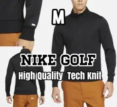 残少 M ナイキゴルフ 立ち襟 ハーフジップ ニット 上質素材 セーター 黒