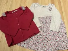 フラワープリント ワンピース カーディガン　セット