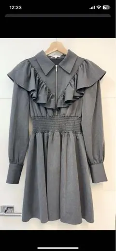 rienda リエンダ　フロントジップシャツミニワンピース