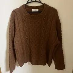 ローリーズファーム　ケーブルポンポンニット ブラウン Mサイズ