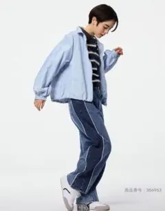 GU 2トーンバレルレッグジーンズ 66BLUE Mサイズ 丈標準