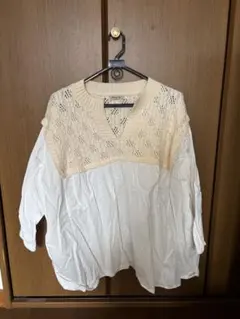 Samansa Mos2 レース編みシャツ Fサイズ