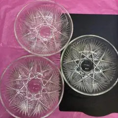 昭和レトロ　ガラスボウル 3個セット 星形カット　未使用