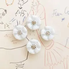 ヴィンテージ ガラス ボタン 14mm フランス 1930年代 4個セット