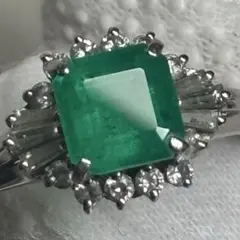 未使用】 大粒 エメラルド 1.45ct プラチナリング pt900 ダイヤ - メルカリ