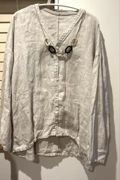 Brocanto長袖リネンシャツVネック ドミンゴ★麻100%のサムネイル
