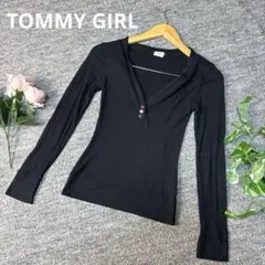 TOMMY GIRL トミーガール　ロンT 長袖　ブラック　Ｖネック　S
