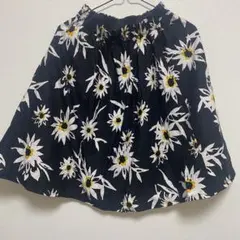 INGNI イング 花柄 フレアスカート 黒 ホワイト M ブラック 膝丈 美品