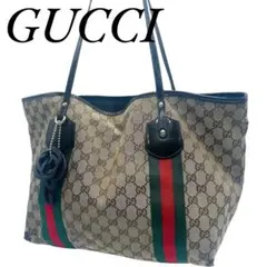 グッチ シェリーライン トートバッグ GGキャンバス 肩掛け可 大容量 A4可