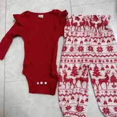 クリスマス　赤いロンパース　セットアップ