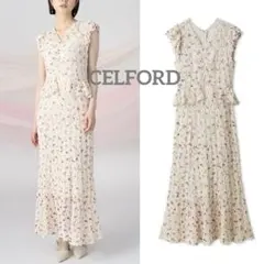 セルフォードピグメントフラワーワンピースキャミソール付 36 ベージュレース