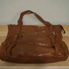 ブラウン 茶色 レザーショルダーバッグ 手提げバッグ トートバッグ ハンドバッグ